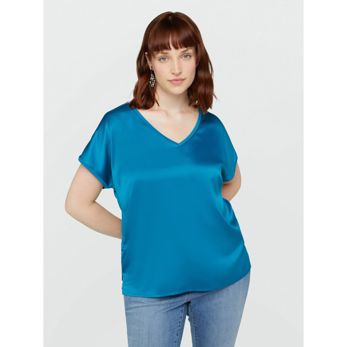 Fiorella Rubino - Camiseta de dos tejidos - Light - blue