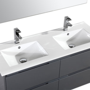 Meuble double vasque 120 cm gris laqué Aquadoli