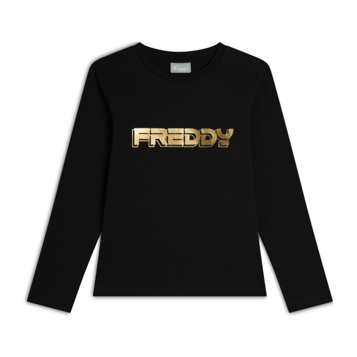 T-shirt da Bambina Manica Lunga con Logo FREDDY Oro