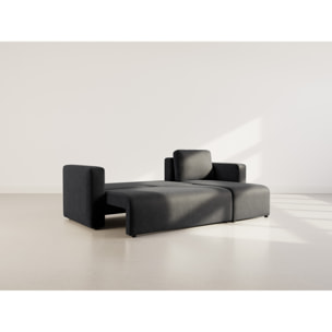 Canopy - canapé d'angle réversible 4 places convertible avec coffre en velours côtelé - Noir