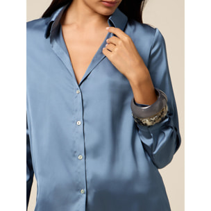 Oltre - Camisa de satén - Light - blue