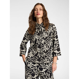 Elena Mirò - Camicia in cotone ricamato - Nero