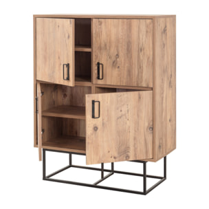 MEXICO - Buffet industriel en bois et métal - 4 portes - 8 rangements