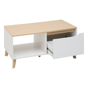 Table basse Luma rectangulaire 48x90cm blanc