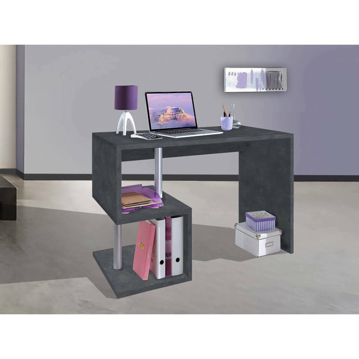 Scrivania Acan, Scrittoio lineare porta PC, Tavolo multiuso per ufficio, Scrivania salvaspazio multiposizione, 100% Made in Italy, cm 100x50h78, Ardesia