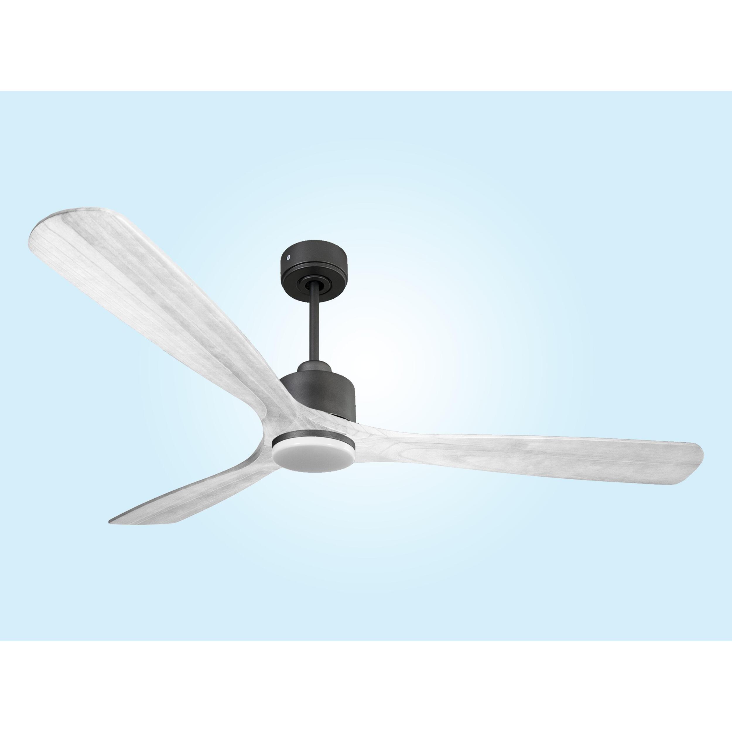 Ventilador de techo Modo Invierno/Verano Termostato Dimable Wifi Motor DC Techos Inclinados Mando a Distancia Luz tres tonos Hypersilence Memoria Vendible Shopify (AUTOMATICO) MadeiraD166C03LED65278 PURLINE