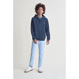 Sudadera con Capucha y Cremallera Completa con Bolsillo Canguro Estilo Casual Urbano | Color: Azul noche | Street Monkey
