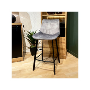 Tabouret de bar rembourré et capitonné en velours - EMMA 2