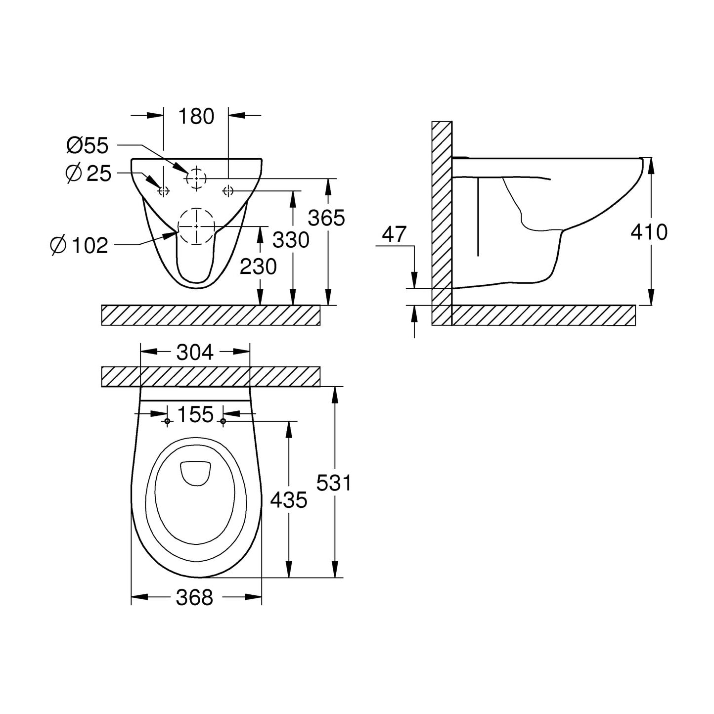 GROHE Bau Ceramic Cuvette WC suspendue Blanc alpin sans abattant 39427000