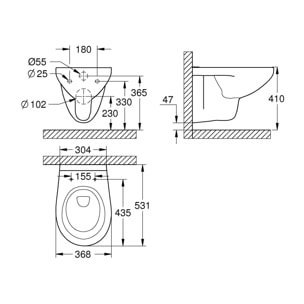 GROHE Bau Ceramic Cuvette WC suspendue Blanc alpin sans abattant 39427000