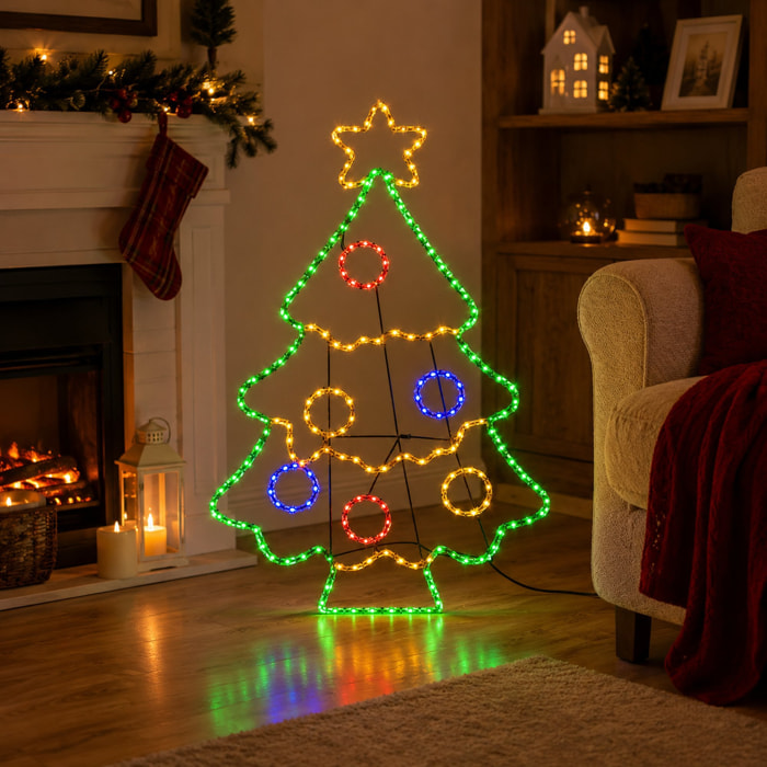 Árbol de navidad led con efecto intermitente con 205 leds multicolor, decoración navideña para exterior e interior, 52x79,5 cm