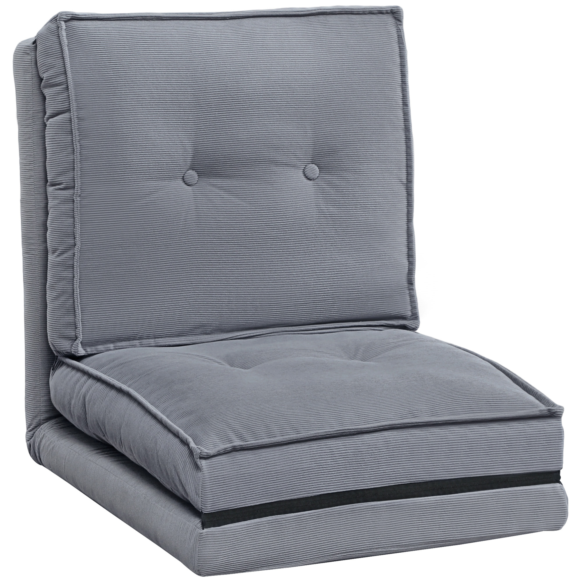 Chauffeuse 1 place convertible dossier réglable velours côtelé gris