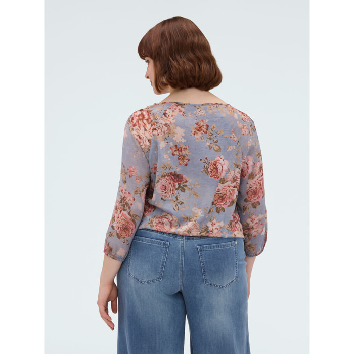 Fiorella Rubino - Blusa con estampado floral de viscosa - Light - blue