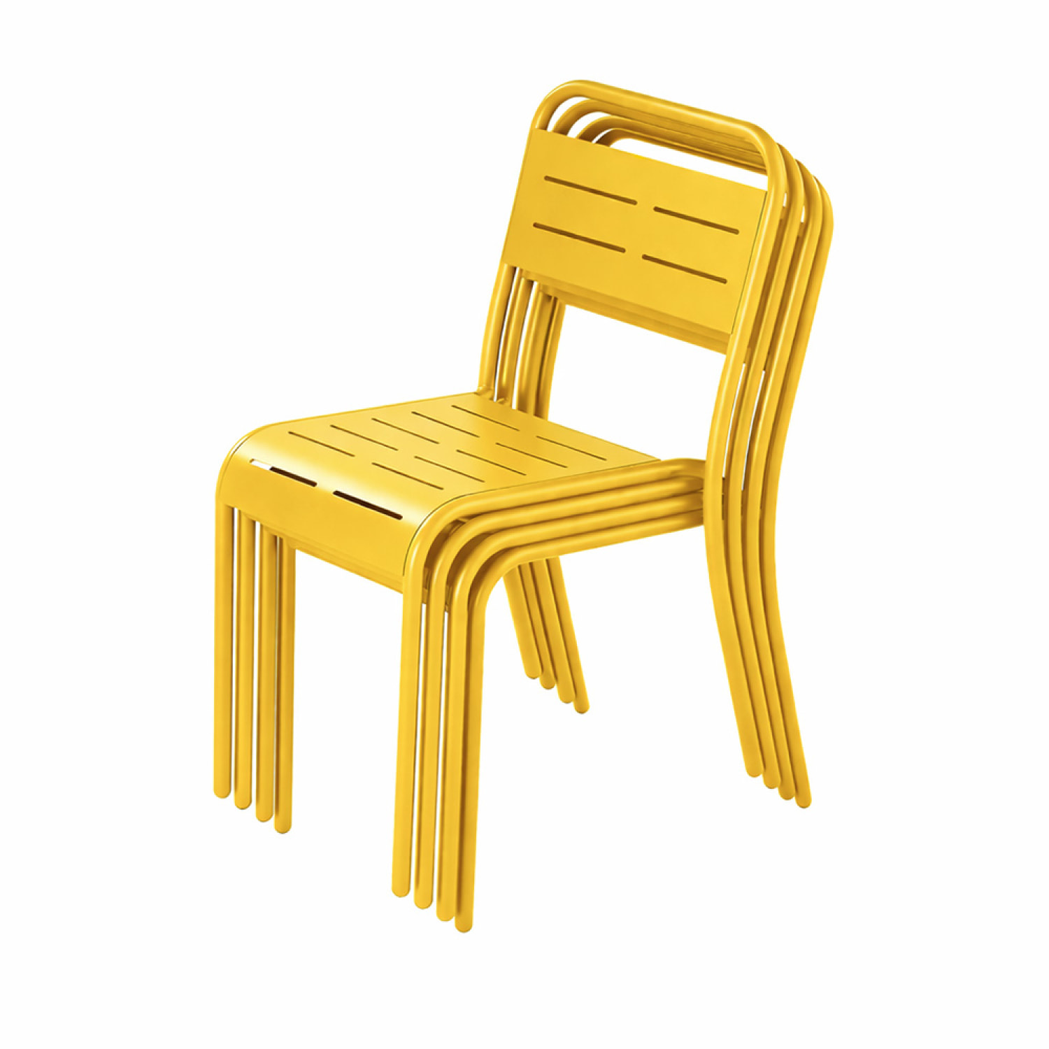 Ensemble table de jardin carrée 70cm et 4 chaises jaune EVORA