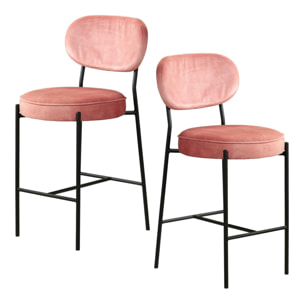 Lot de 2 tabourets de bar velours rose FLORENCE