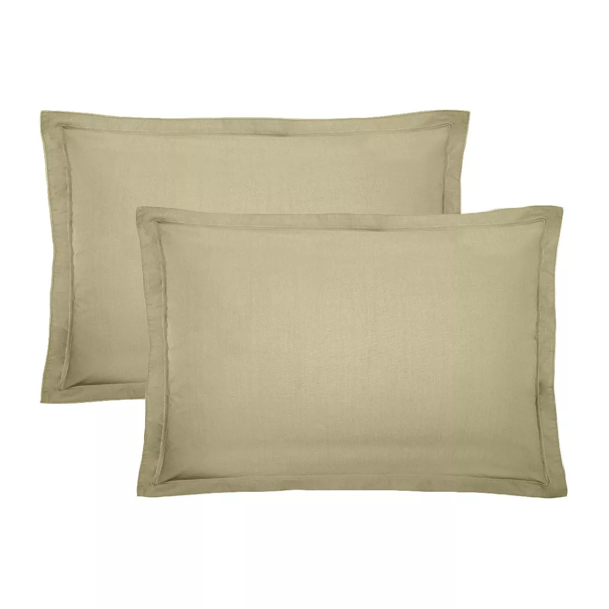 Lot de 2 taies percale de coton uni beige La percale francaise champagne