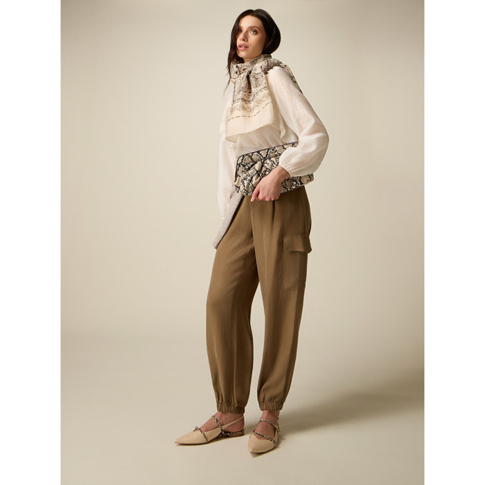 Oltre - Pantaloni cargo in lyocell - Beige