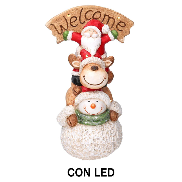 Babbo natale con led in resina cm27,5x20h48