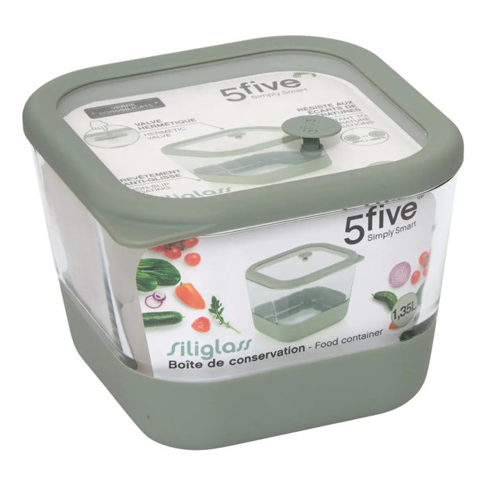 Boîte de conservation Siliglass carré 1,35L gris
