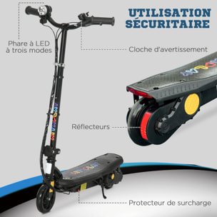 Trottinette électrique 120 W pliable pour enfant 7-14 ans 12 Km/h max. autonomie 10 Km max. noir