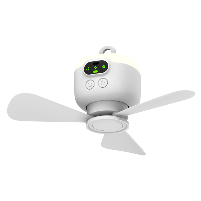 Ventilador de techo inalámbrico con batería de 8000mAh FS-6A de 27cm. Con luz LED integrada, 3 velocidades y temporizador. Incluye mando a distancia.