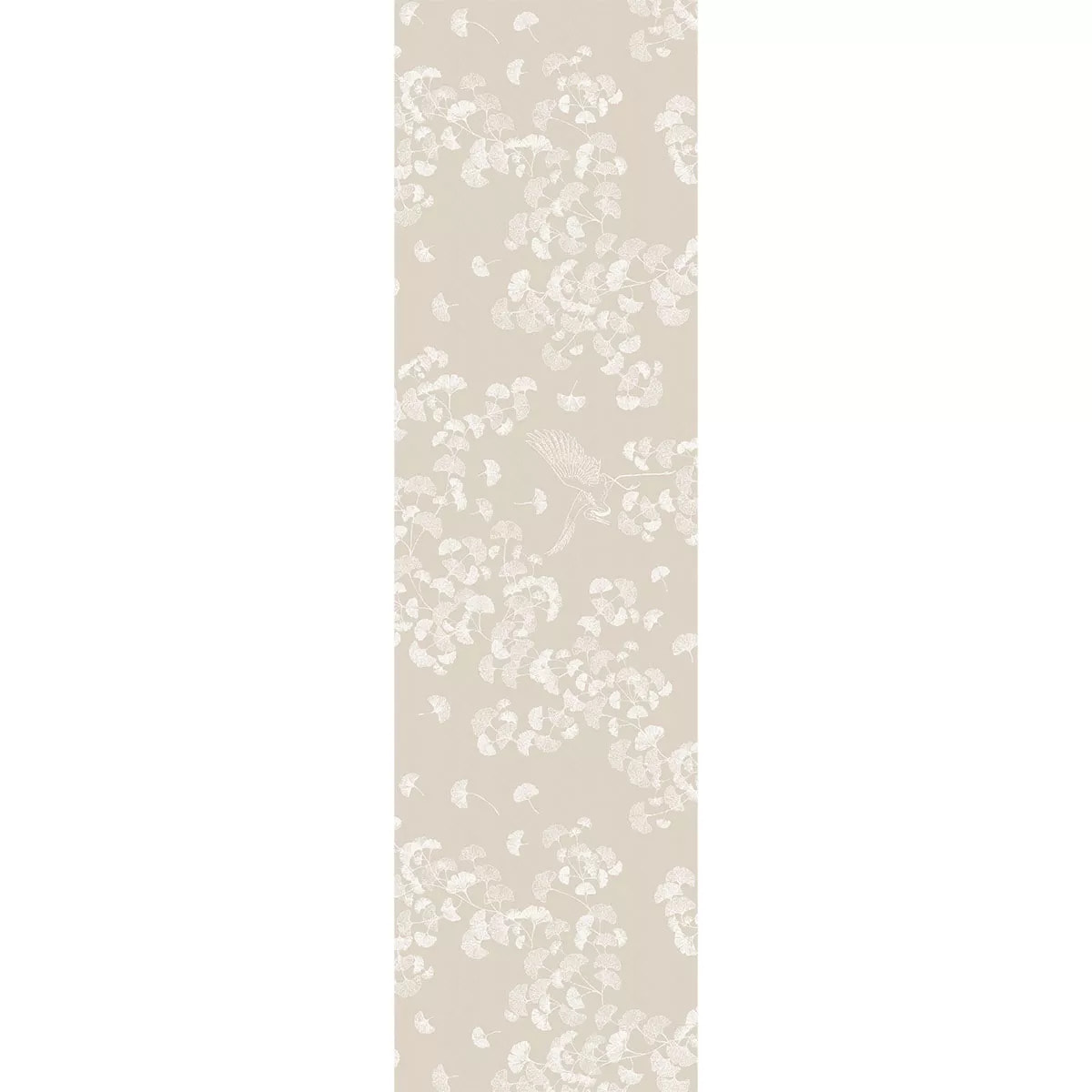 Chemin de table pur coton motif jacquard beige Mille ginkos naturel