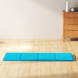 Colchoneta Gimnasia Plegable de Grosor de 5 cm, Tapete de Ejercicio con Asas de Transporte, Bolsa, Esterilla de Gimnasia para Yoga, Aeróbic, Artes Marciales, Azul Claro y Morado Oscuro