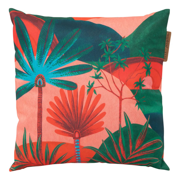 Coussin déco d'extérieur "Maoria" motif jungle 40 x 40cm en polyester