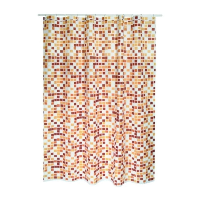 Rideau de douche Polyester MOSAIKO 180x200cm QUALITà PREMIUM Beige - Anneaux inclus MSV