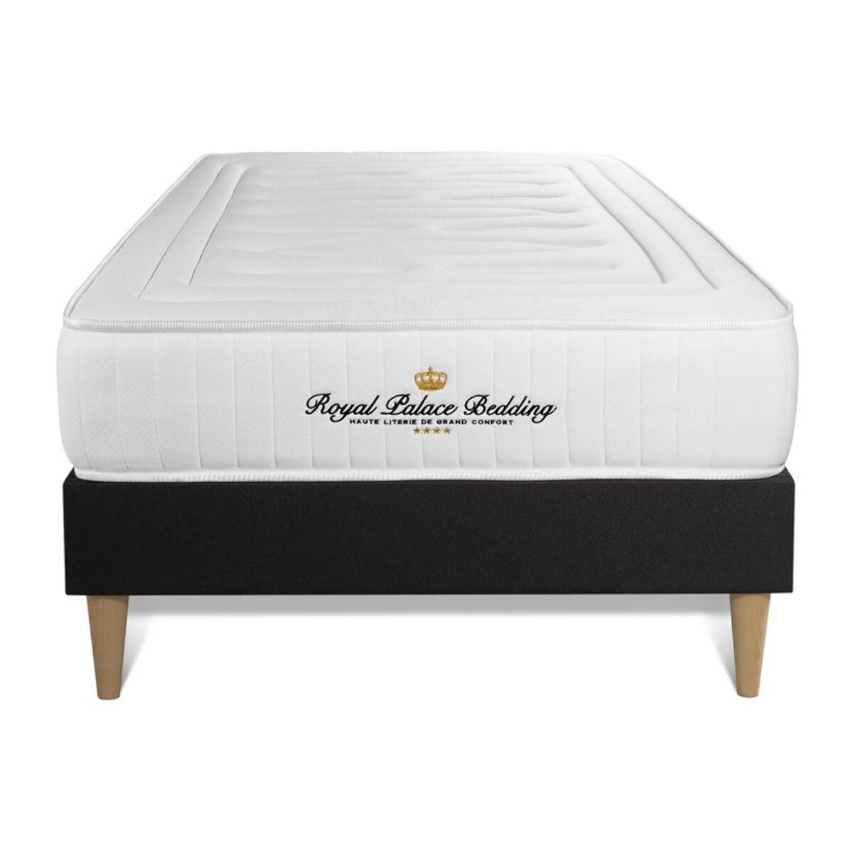 Ensemble - Matelas Mémoire de forme 20cm d'épaisseur - 3 zones de confort - Confort ferme - Sommier tapissier monobloc - 1 place