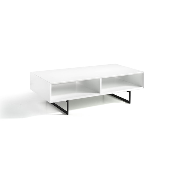 Mesa de centro LOIRA - 2 huecos - blanco y negro - 120x60x35cm