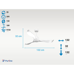 Ventilateur de plafond Réversible  Thermostat Wifi Moteur à courant continu Toits en pente Télécommande Adaptateur 2/3 Lames Hypersilence Mémoire