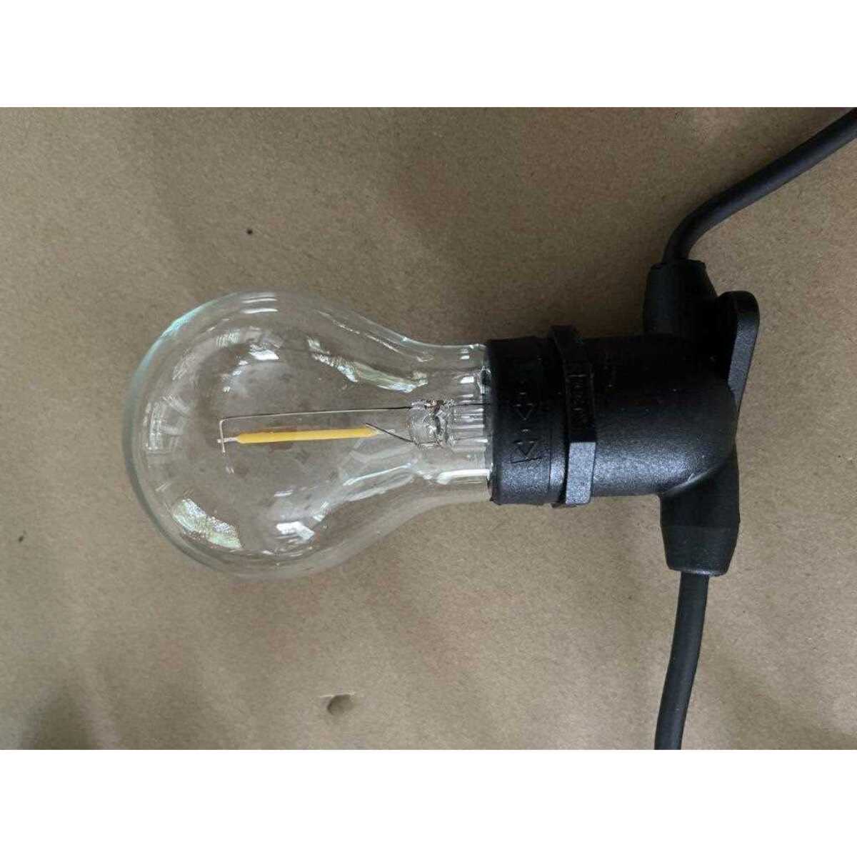 Catena da 5M con 10 lampadine in vetro a luce bianco caldo alimentazione fissa per uso esterno