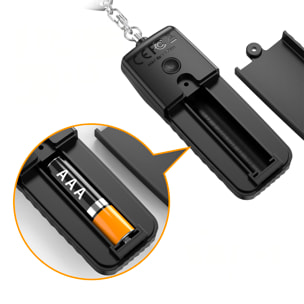 Allarme SOS personale con luce LED brillante e suono da 130dB. Batteria AAA inclusa e attivazione rapida tirando l'anello.