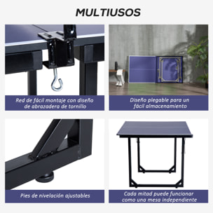 Mesa de Ping-Pong Plegable Mesa de Tenis de Mesa con Red y Marco de Acero para Interior y Exterior 182x91x76 cm Azul