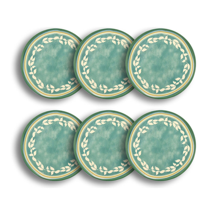 Lot de 6 assiettes plates en faïence verte 27,5cm CAPRIA