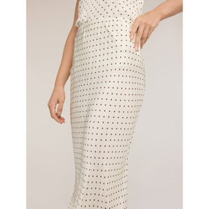 Motivi - Falda midi de raso con lunares - Blanco