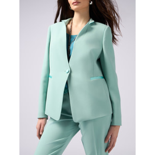 Oltre - Blazer monopetto con profili a contrasto - Verde acqua