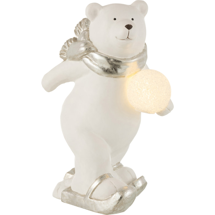 J-Line figurine Ours Polaire Debout - polyrésine - blanc/argent - large - LED