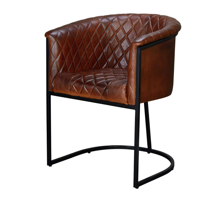 Sillón de Piel 62 Cm Estilo Industrial Vintage