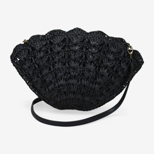 Bolso concha en rafia negra con conchas
