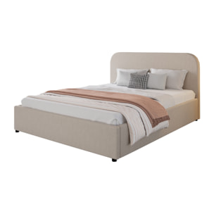 MENDOZA Lit avec coffre de rangement 140x190cm velours beige
