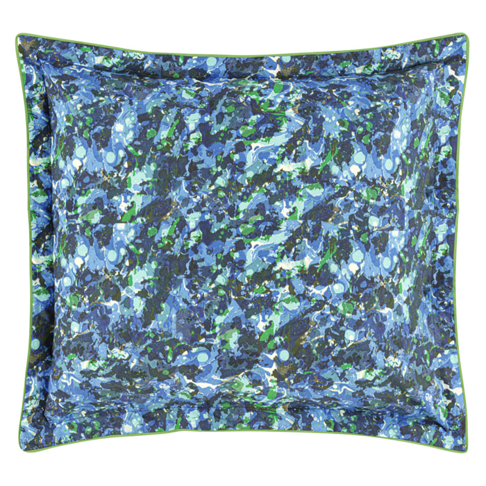 Taie d'oreiller imprimée en percale de coton, DELAHAYE, Bleu Cobalt