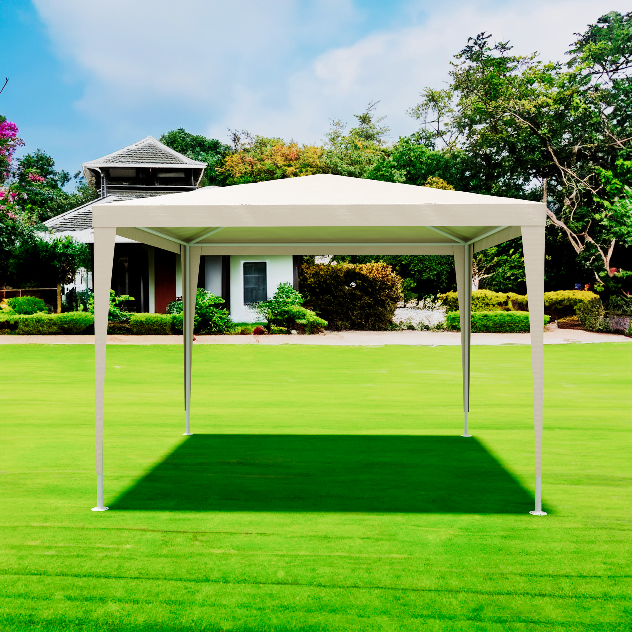 Gazebo 3x3 M Struttura Acciaio Copertura PE 110 gr/m² Impermeabile Idrorepellente Resistente Raggi UV Tenda Picnic Campeggio Esterno Giardino Tortora
