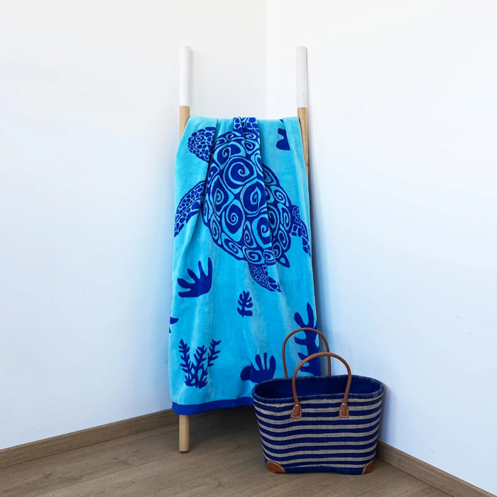 Serviette de plage éponge velours Jacquard Malari 90x170 400 g/m²