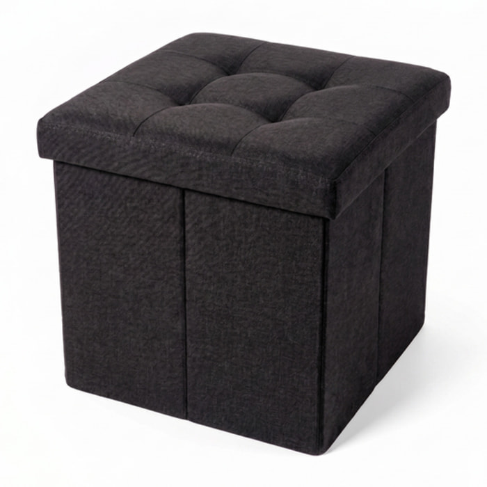 Pouf contenitore pieghevole 38x38x38 cm, cubo salvaspazio con vano interno, seduta imbottita resistente fino a 150 kg, design effetto lino elegante, ideale per soggiorno camera ingresso ufficio e cameretta