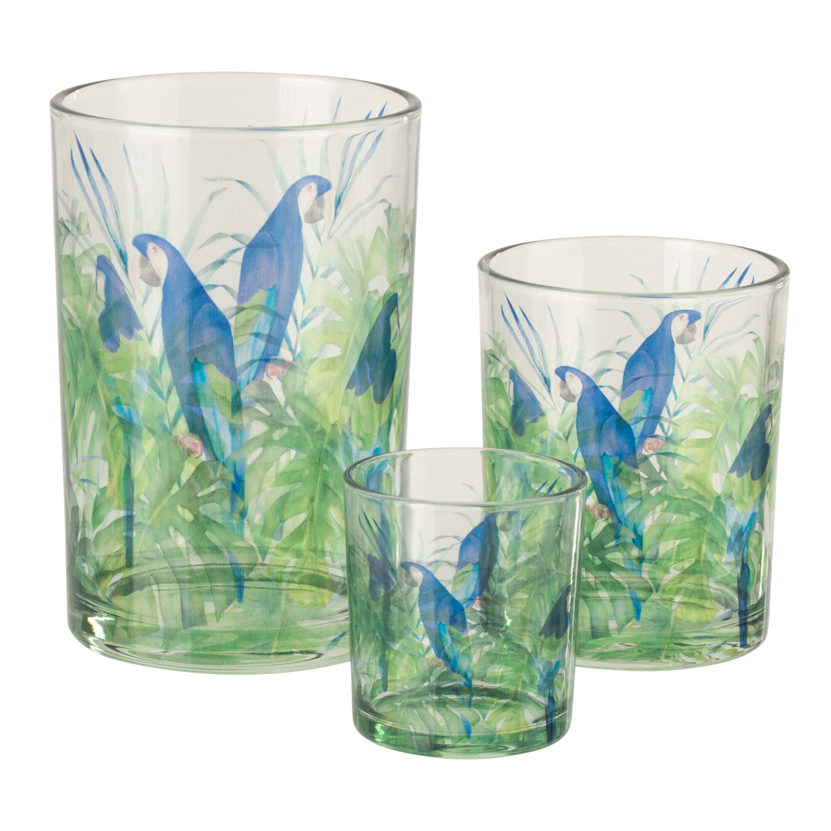 J-Line Photophore Perroquet - verre - bleu/vert - large