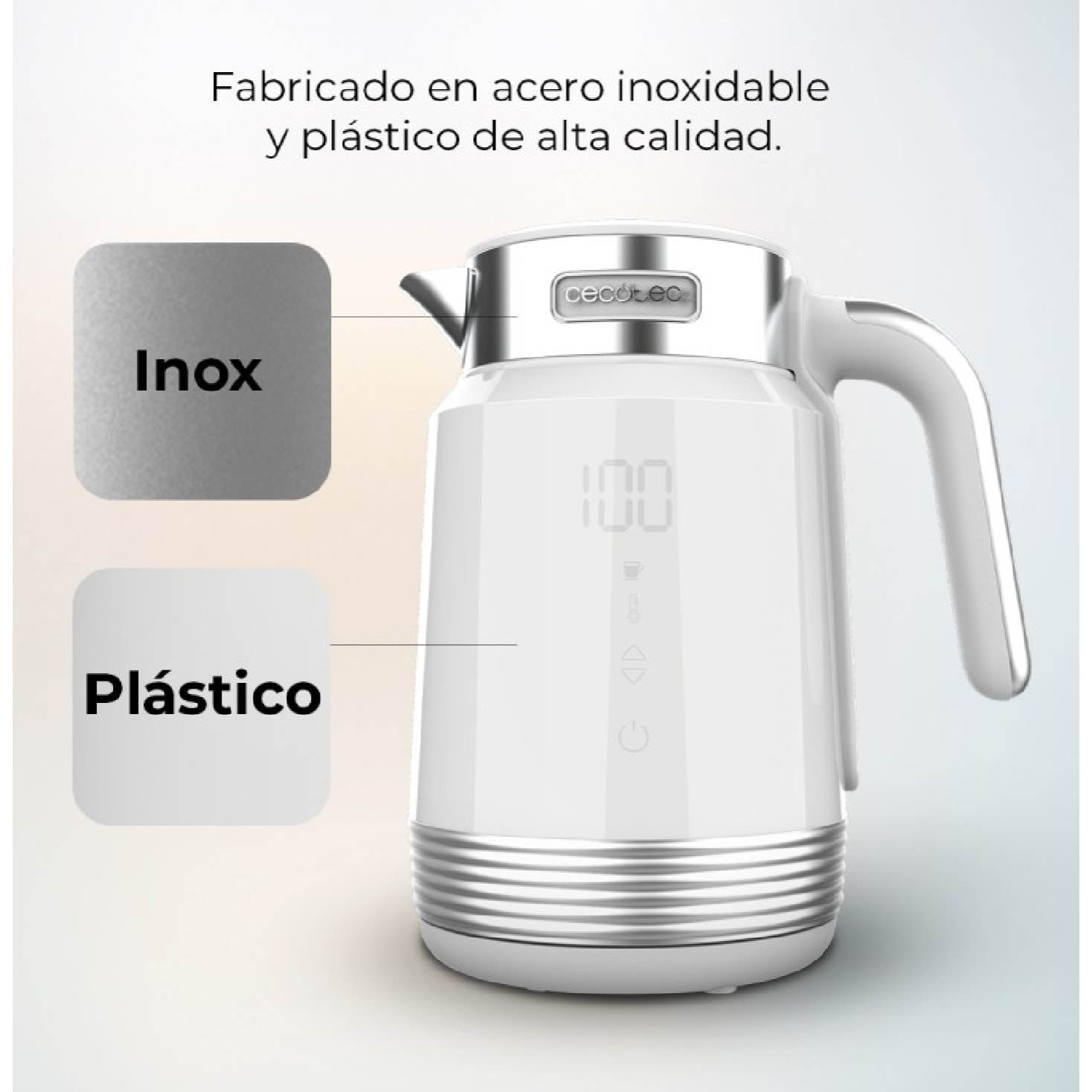 Cecotec Bouilloire ThermoSense 600 Touch White