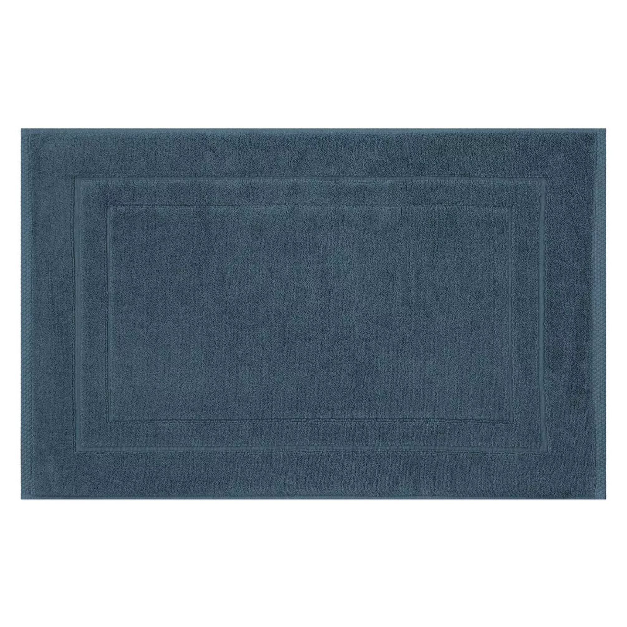 Tapis de bain pur coton 900 g/m² uni bleu Elea bleu ardoise