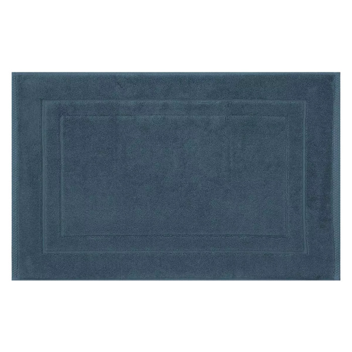 Tapis de bain pur coton 900 g/m² uni bleu Elea bleu ardoise